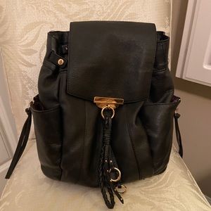 Black leather backpack